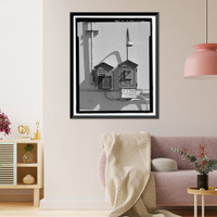 Historic Framed Print, Mare Island Naval Shipyard, Guard House & Barracks, Railroad Avenue near Eighteenth Street, Vallejo, Solano County, CA - 16,  17-7/8" x 21-7/8"