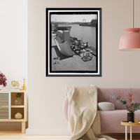 Historic Framed Print, Mare Island Naval Shipyard, Finger Piers 22 & 23, Railroad Avenue near Eighteenth Street, Vallejo, Solano County, CA - 13,  17-7/8" x 21-7/8"