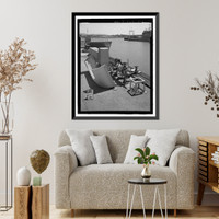 Historic Framed Print, Mare Island Naval Shipyard, Finger Piers 22 & 23, Railroad Avenue near Eighteenth Street, Vallejo, Solano County, CA - 13,  17-7/8" x 21-7/8"