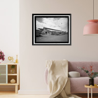 Historic Framed Print, U.S. Naval Base, Pearl Harbor, Temporary Dry Provisions Storehouses, Merry Point Wharf near North Street, Pearl Harbor, Honolulu County, HI - 2,  17-7/8" x 21-7/8"