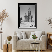 Historic Framed Print, Mispillion Lighthouse, Beacon Tower, South bank of Mispillion River at it confluence wi, Milford vicinity, Sussex County, DE,  17-7/8" x 21-7/8"
