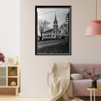 Historic Framed Print, Old Church, Preston City, New London County, CT,  17-7/8" x 21-7/8"