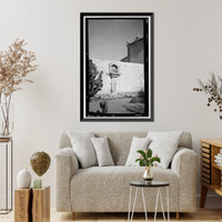 Historic Framed Print, San Xavier del Bac Mission, Mission Road, Tucson vicinity, Pima County, AZ - 10,  17-7/8" x 21-7/8"