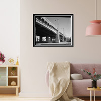 Historic Framed Print, Sixth Street Bridge, Spanning 101 Freeway at Sixth Street, Los Angeles, Los Angeles County, CA - 24,  17-7/8" x 21-7/8"