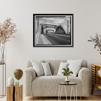 Historic Framed Print, Sixth Street Bridge, Spanning 101 Freeway at Sixth Street, Los Angeles, Los Angeles County, CA - 43,  17-7/8" x 21-7/8"