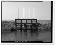 Historic Framed Print, Merced Irrigation District, Edendale Creek Turnout & Weir, Hopeton vicinity, Merced County, CA - 7,  17-7/8" x 21-7/8"