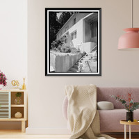Historic Framed Print, Lee Vining Creek Hydroelectric System, Triplex Cottage, Lee Vining Creek, Lee Vining vicinity, Mono County, CA - 3,  17-7/8" x 21-7/8"