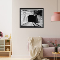 Historic Framed Print, Central Pacific Transcontinental Railroad, Tunnel No. 1, Milepost 164.34, Blue Canyon vicinity, Placer County, CA - 2,  17-7/8" x 21-7/8"