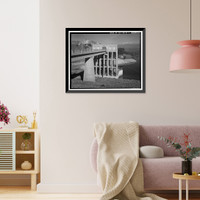Historic Framed Print, Prado Dam, Outlet Works, Santa Ana River near junction of State Highways 71, Corona vicinity, Riverside County, CA,  17-7/8" x 21-7/8"