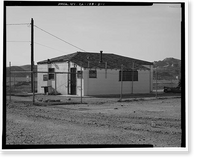 Historic Framed Print, Prado Dam, Service Vehicle Garage, Santa Ana River near junction of State Highways 71, Corona vicinity, Riverside County, CA,  17-7/8" x 21-7/8"