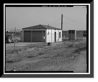 Historic Framed Print, Prado Dam, Service Vehicle Garage, Santa Ana River near junction of State Highways 71, Corona vicinity, Riverside County, CA - 2,  17-7/8" x 21-7/8"