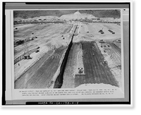 Historic Framed Print, Prado Dam, Embankment, Santa Ana River near junction of State Highways 71, Corona vicinity, Riverside County, CA - 4,  17-7/8" x 21-7/8"