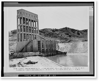 Historic Framed Print, Prado Dam, Outlet Works, Santa Ana River near junction of State Highways 71, Corona vicinity, Riverside County, CA - 22,  17-7/8" x 21-7/8"