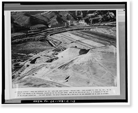 Historic Framed Print, Prado Dam, Spillway, Santa Ana River near junction of State Highways 71, Corona vicinity, Riverside County, CA - 11,  17-7/8" x 21-7/8"