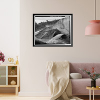Historic Framed Print, Salinas Dam, Salinas River near Pozo Road, Santa Margarita vicinity, San Luis Obispo County, CA - 18,  17-7/8" x 21-7/8"
