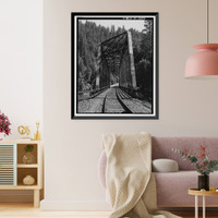 Historic Framed Print, Southern Pacific Railroad Shasta Route, Bridge No. 301.85, Milepost 301.85, Pollard Flat vicinity, Shasta County, CA - 6,  17-7/8" x 21-7/8"