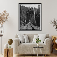 Historic Framed Print, Southern Pacific Railroad Shasta Route, Bridge No. 301.85, Milepost 301.85, Pollard Flat vicinity, Shasta County, CA - 6,  17-7/8" x 21-7/8"