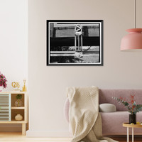 Historic Framed Print, Weidemeyer Bridge, Spanning Thomes Creek at Rawson Road, Corning vicinity, Tehama County, CA - 17,  17-7/8" x 21-7/8"