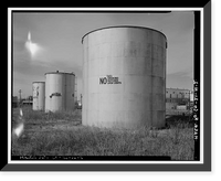 Historic Framed Print, Rocky Mountain Arsenal, Gasoline Storage Tank, December Seventh Avenue & D Street, Commerce City, Adams County, CO - 2,  17-7/8" x 21-7/8"