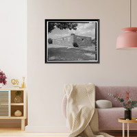 Historic Framed Print, Pinon Boarding School, Staff Quarters, Navajo Route 41, North of Navajo Route 4, Pinon, Navajo County, AZ,  17-7/8" x 21-7/8"