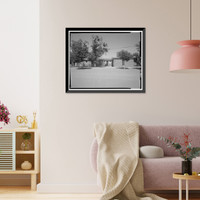 Historic Framed Print, Pinon Boarding School, Dormitories, Navajo Route 41, North of Navajo Route 4, Pinon, Navajo County, AZ - 10,  17-7/8" x 21-7/8"