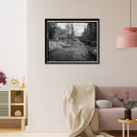 Historic Framed Print, Whispering Pines Bridge, Spanning East Verde River at Forest Service Contro, Payson vicinity, Gila County, AZ,  17-7/8" x 21-7/8"