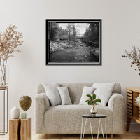 Historic Framed Print, Whispering Pines Bridge, Spanning East Verde River at Forest Service Contro, Payson vicinity, Gila County, AZ,  17-7/8" x 21-7/8"