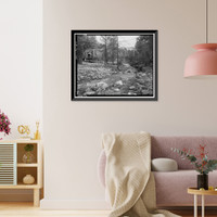 Historic Framed Print, Whispering Pines Bridge, Spanning East Verde River at Forest Service Contro, Payson vicinity, Gila County, AZ - 4,  17-7/8" x 21-7/8"