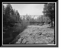 Historic Framed Print, Whispering Pines Bridge, Spanning East Verde River at Forest Service Contro, Payson vicinity, Gila County, AZ - 5,  17-7/8" x 21-7/8"