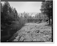 Historic Framed Print, Whispering Pines Bridge, Spanning East Verde River at Forest Service Contro, Payson vicinity, Gila County, AZ - 5,  17-7/8" x 21-7/8"