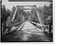 Historic Framed Print, Whispering Pines Bridge, Spanning East Verde River at Forest Service Contro, Payson vicinity, Gila County, AZ - 10,  17-7/8" x 21-7/8"