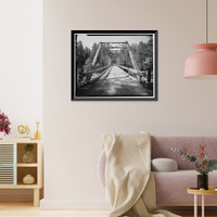 Historic Framed Print, Whispering Pines Bridge, Spanning East Verde River at Forest Service Contro, Payson vicinity, Gila County, AZ - 10,  17-7/8" x 21-7/8"