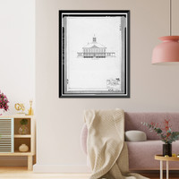 Historic Framed Print, Mare Island Naval Shipyard, Old Administrative Offices, Eighth Street, north side between Railroad Avenue, Vallejo, Solano County, CA - 20,  17-7/8" x 21-7/8"