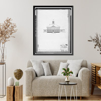 Historic Framed Print, Mare Island Naval Shipyard, Old Administrative Offices, Eighth Street, north side between Railroad Avenue, Vallejo, Solano County, CA - 20,  17-7/8" x 21-7/8"