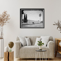 Historic Framed Print, March Air Force Base, March Field, Gymnasium, DeKay Avenue, Moreno Valley, Riverside County, CA - 7,  17-7/8" x 21-7/8"
