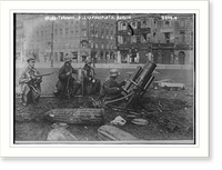 Historic Framed Print, Mine-thrower, Alexanderplatz, Berlin,  17-7/8" x 21-7/8"