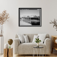 Historic Framed Print, Naval Supply Annex Stockton, Daggett Road Bridge, Daggett Road traversing Burns Cut Off, Stockton, San Joaquin County, CA - 9,  17-7/8" x 21-7/8"