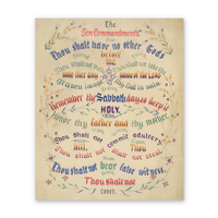 Historic Framed Print Vintage Religious Print - Ten Commandments, 17-7/8" x 21-7/8"