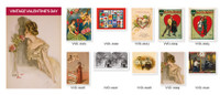 Vintage Valentines Day - Set of 10 Cards