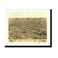 Panoramic Map - Newton, Iowa, 1868 - Bird's Eye View Print