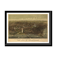 Panoramic Map - Washington, Washington DC, 1892 - Bird's Eye View Print