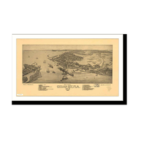 Panoramic Map - Cedar Key, Florida, 1884 - Bird's Eye View Print