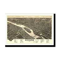 Panoramic Map - Aurora, Illinois, 1882 - Bird's Eye View Print