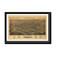 Panoramic Map - Texarkana, Arkansas, 1888 - Bird's Eye View Print