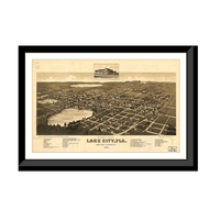 Panoramic Map - Lake City, Florida, 1885 - Bird's Eye View Print
