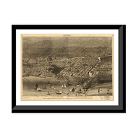 Panoramic Map - Chicago, Illinois, 1874 - Bird's Eye View Print