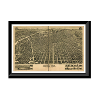 Panoramic Map - Denver, Colorado, 1889 - Bird's Eye View Print