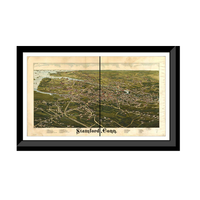 Panoramic Map - Stamford, Connecticut, 1883 - Bird's Eye View Print