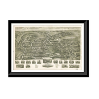 Panoramic Map - Watertown, Connecticut, 1918 - Bird's Eye View Print