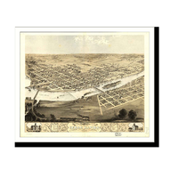 Panoramic Map - Cedar Rapids, Iowa, 1868 - Bird's Eye View Print